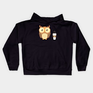 Night Owl With Steaming Coffee Cup Kids Hoodie